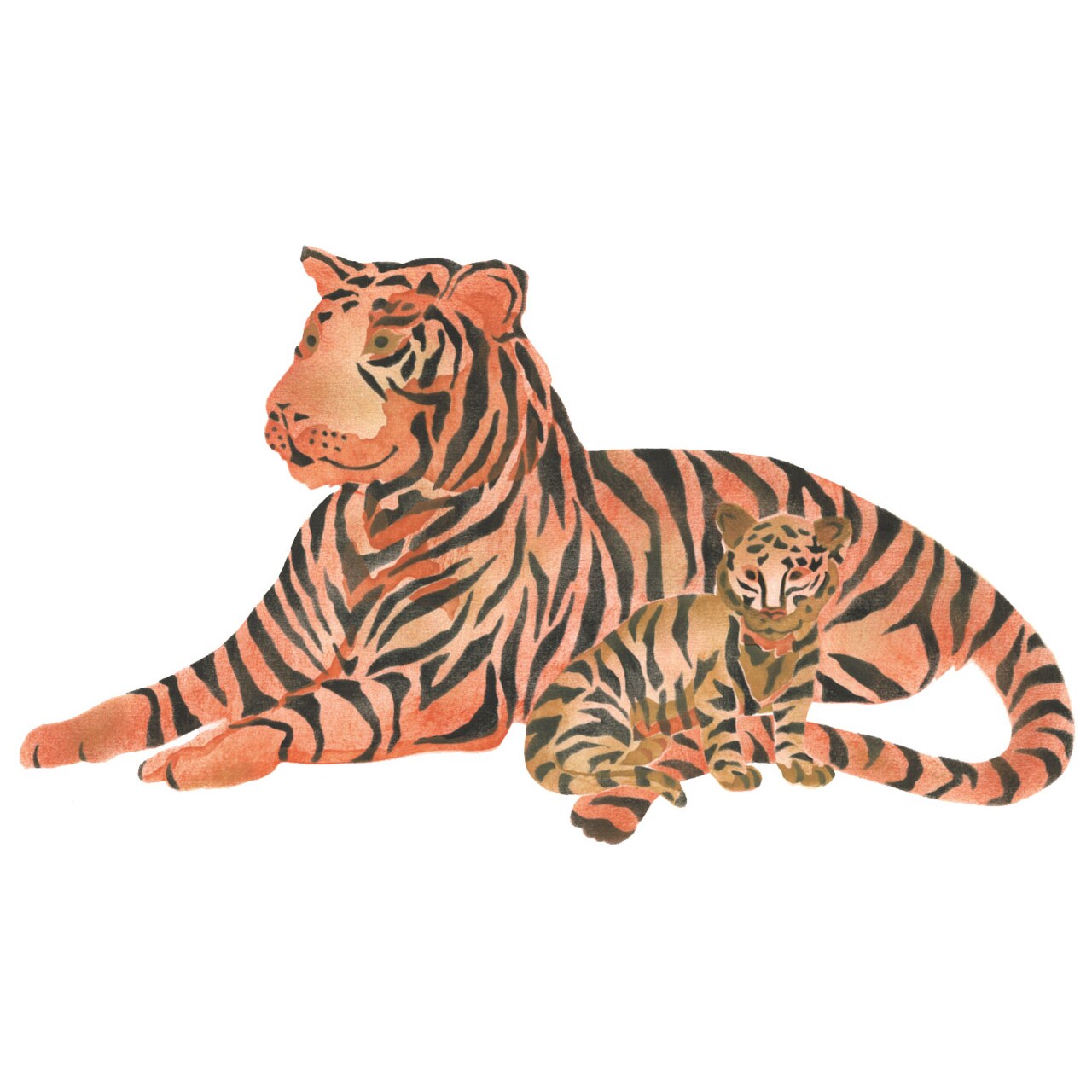 Tiger and Cub Wall Stencil | 2776 by Designer Stencils | Animal & Nature Stencils | Reusable Art Craft Stencils for Painting on Walls, Canvas, Wood | Reusable Plastic Paint Stencil for Home Makeover | Easy to Use & Clean Art Stencil